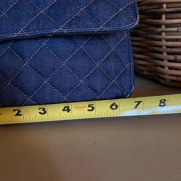 Blue Quilted Denim Crossbody Bag - Picture 5 of 11